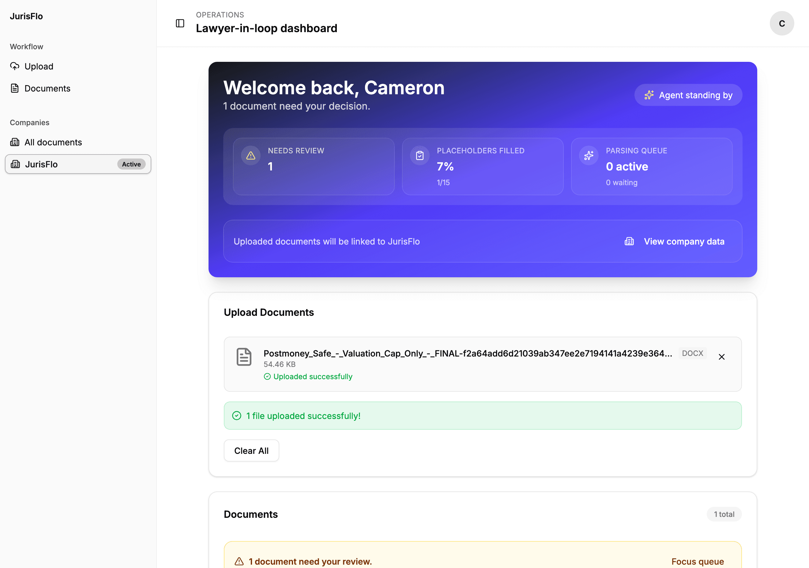 Operational dashboard